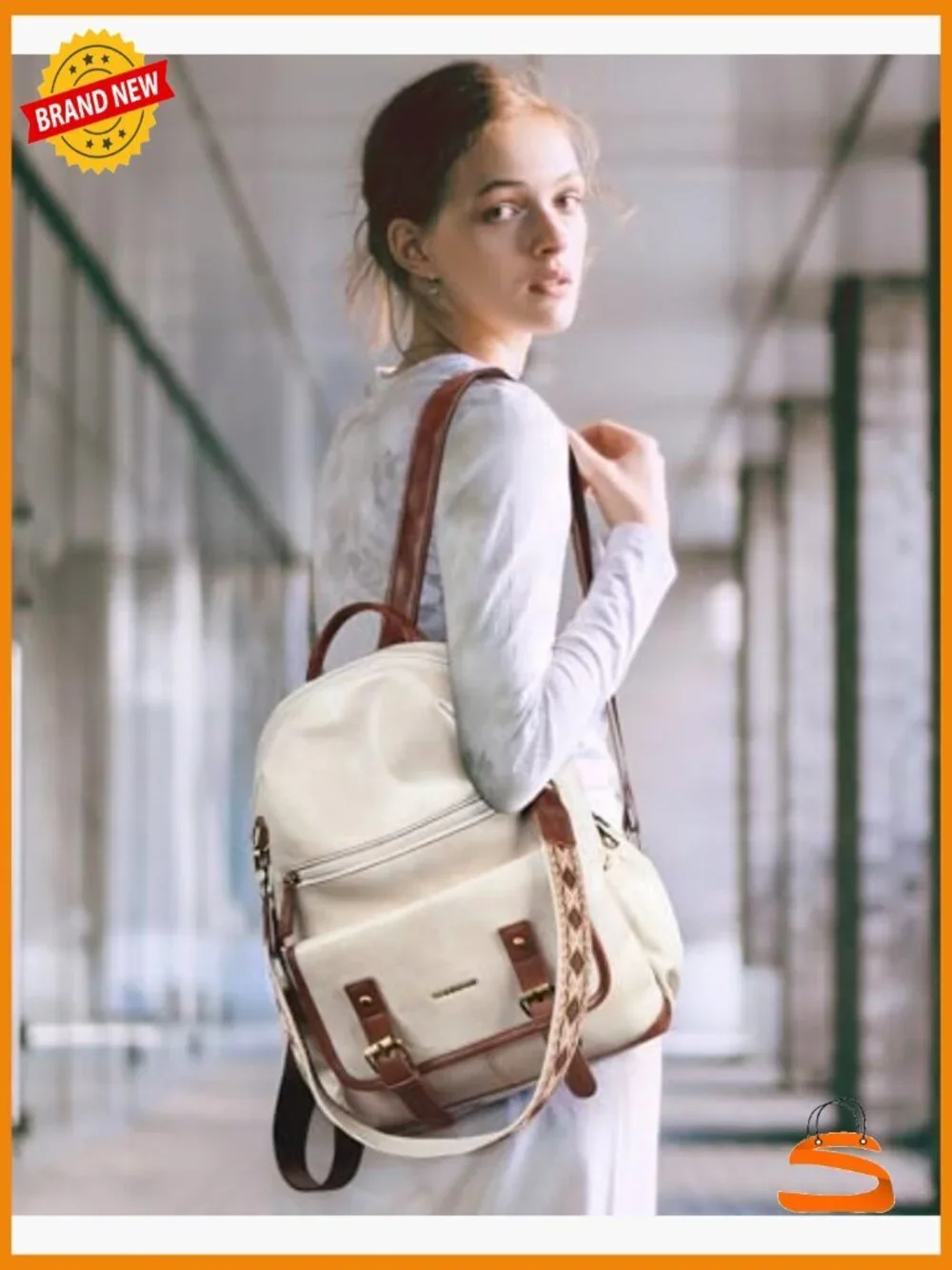 PU Leather Convertible Backpack Purse, Large Travel Satchel Handbag, Fits 13